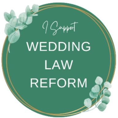 Badge of support of the Wedding Law Reform a green badge of support of the Wedding Law Reform